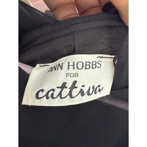 Vintage *Ann Hobbs for Cattiva* Black Sheer Dress Rhinestone Detail Women's 10 - Picture 9 of 9
